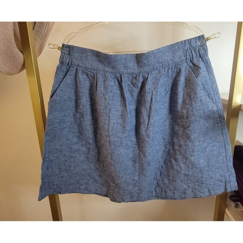 NWT Loft Linen Blend Mini Skirt Chambray Pockets Y2K Vacation Preppy Sz Medium